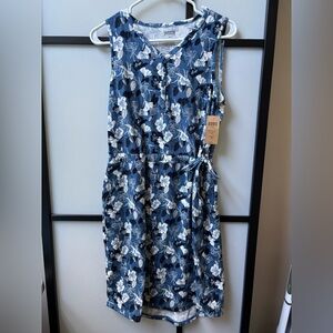 Duluth Trading Womens Multicolor Sleeveless Side Tie Cotton Blend Dress S